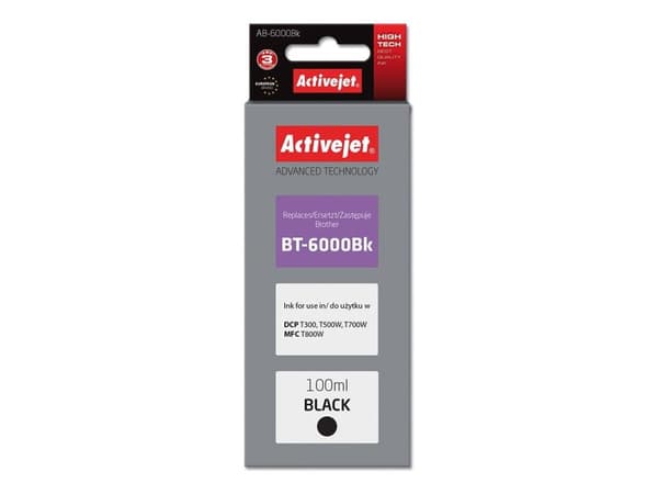 Activejet AB-6000Bk, Høyt (XL) utbytte, Pigmentbasert blekk, 100 ml, 1 stykker, Enkeltpakke