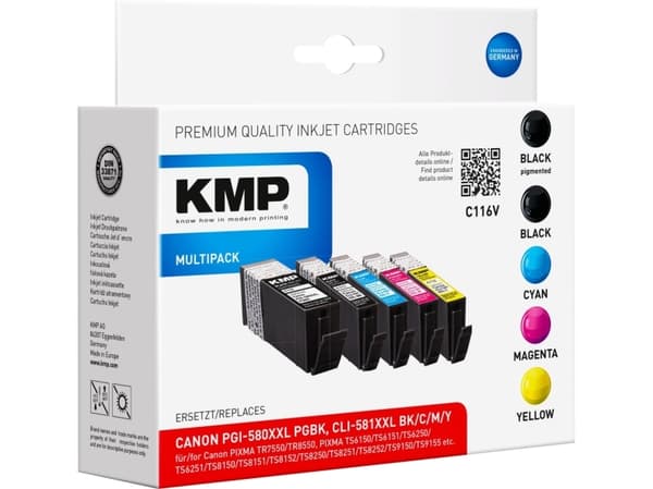 KMP MULTIPACK C116V - 5-pack - XXL-størrelse - svart, gul, cyan, magenta - kompatibel - blekkpatron (alternativ for: Canon CLI-581BKXXL, Canon CLI-58