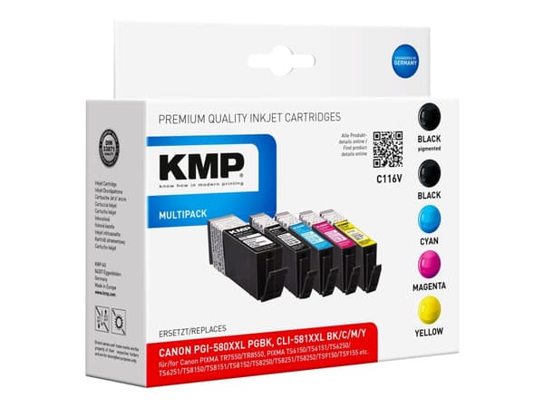 KMP MULTIPACK C116V - 5-pack - XXL-størrelse - svart, gul, cyan, magenta - kompatibel - blekkpatron (alternativ for: Canon CLI-581BKXXL, Canon CLI-58