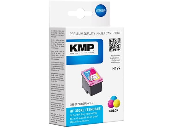 KMP H179 - 9.7 ml - farge (cyan, magenta, gul) - kompatibel - blekkpatron (alternativ for: HP 303XL, HP T6N03AE) - for HP ENVY Photo 62XX, Photo 71XX