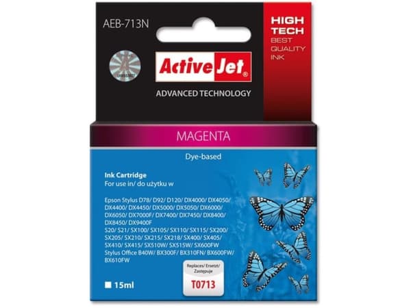 Activejet AEB-713N, Høyt (XL) utbytte, Pigmentbasert blekk, 15 ml, 285 sider, 1 stykker