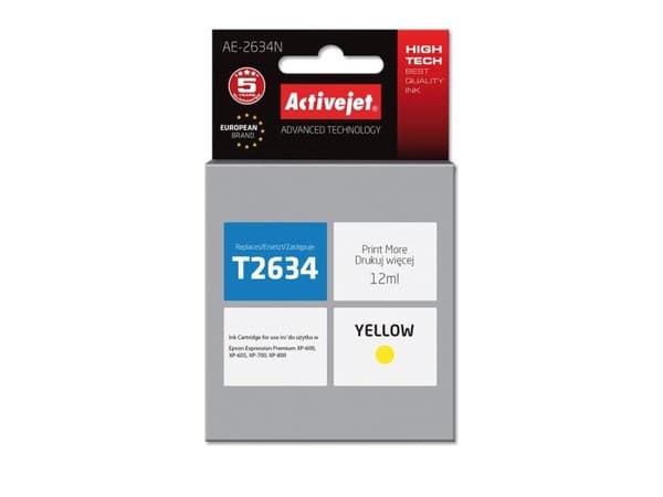 Activejet AE-2634N, Korkea (XL) värintuotto, Väripohjainen muste, 12 ml, 1 kpl, Kertapakkaus