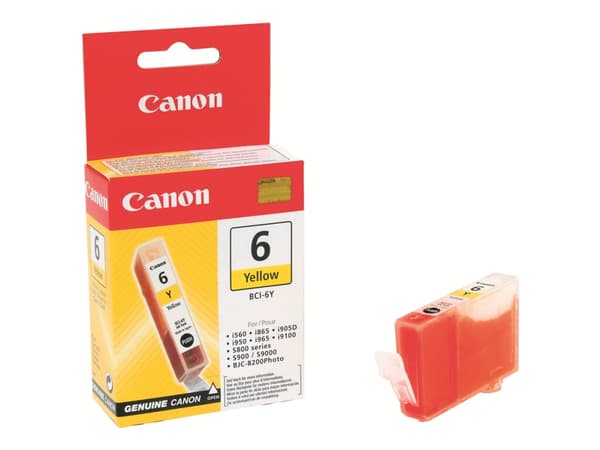Canon BCI-6Y - Gul - original - blekkbeholder - for i96X, 990, 99XX; PIXMA IP3000, IP4000, iP5000, iP6000, iP8500, MP750, MP760, MP780; S830