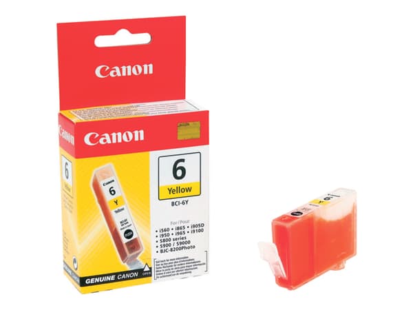 Canon BCI-6Y - Gul - original - blekkbeholder - for i96X, 990, 99XX; PIXMA IP3000, IP4000, iP5000, iP6000, iP8500, MP750, MP760, MP780; S830