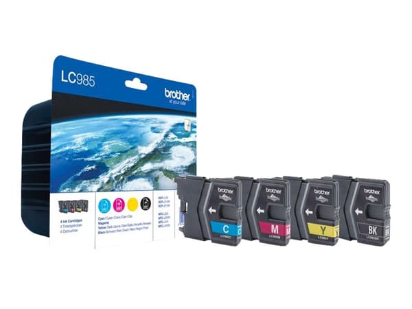 Brother LC985VALBP - 4-pack - svart, gul, cyan, magenta - original - blister - bläckpatron - för Brother DCP-J125, DCP-J140, DCP-J315, DCP-J515, MFC-