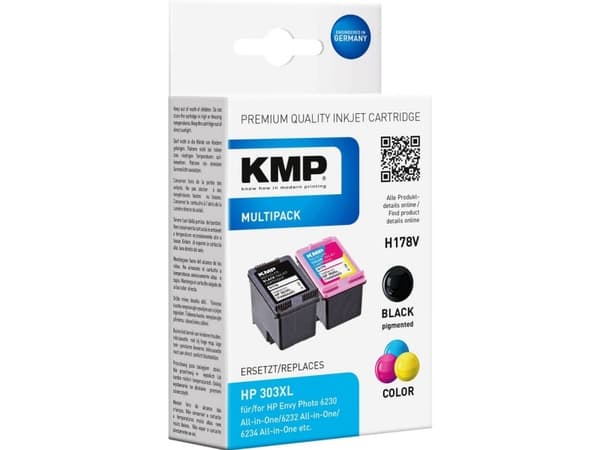 KMP MULTIPACK H178V - 2-pack - svart, farge (cyan, magenta, gul) - kompatibel - blekkpatron (alternativ for: HP 303XL, HP T6N03AE, HP T6N04AE) - for