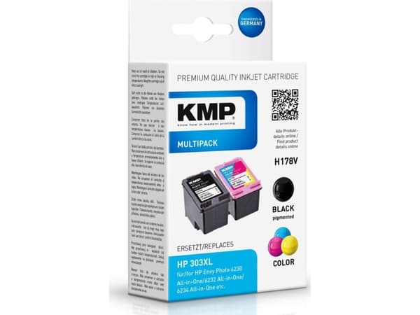 KMP MULTIPACK H178V - 2-pack - svart, farge (cyan, magenta, gul) - kompatibel - blekkpatron (alternativ for: HP 303XL, HP T6N03AE, HP T6N04AE) - for