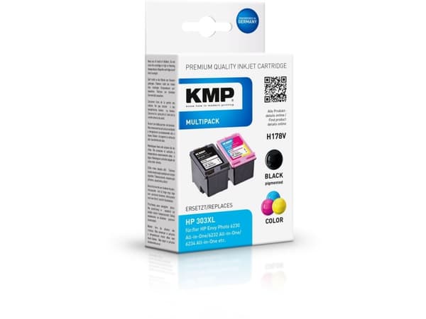KMP MULTIPACK H178V - 2-pack - svart, farge (cyan, magenta, gul) - kompatibel - blekkpatron (alternativ for: HP 303XL, HP T6N03AE, HP T6N04AE) - for