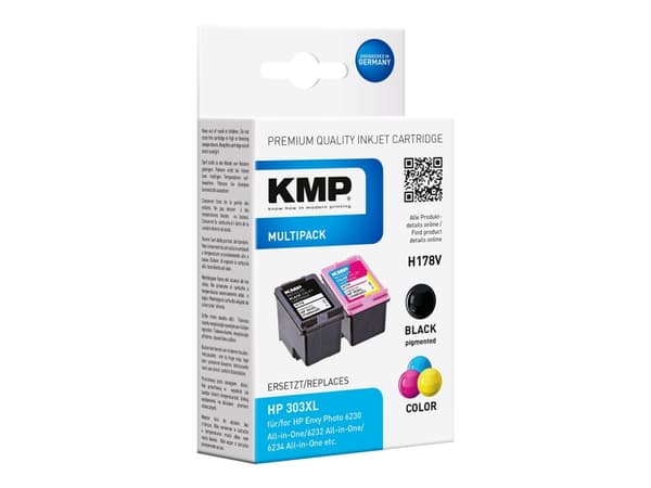 KMP MULTIPACK H178V - 2-pack - svart, farge (cyan, magenta, gul) - kompatibel - blekkpatron (alternativ for: HP 303XL, HP T6N03AE, HP T6N04AE) - for