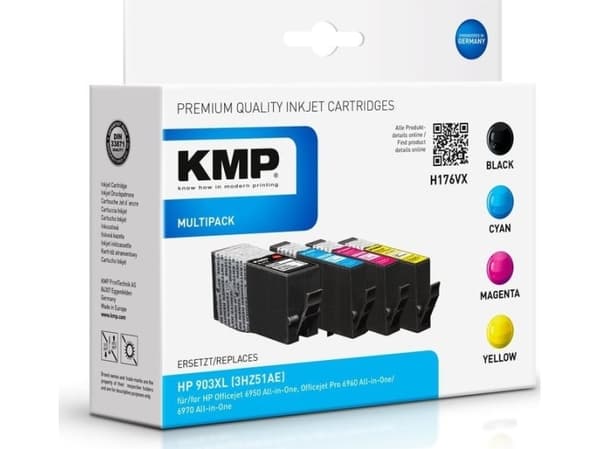 KMP MULTIPACK H176VX - 4-pack - XXL-størrelse - svart, gul, cyan, magenta - kompatibel - blekkpatron (alternativ for: HP 903XL, HP T6M03AE, HP T6M07A