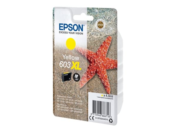 Epson 603XL - 4 ml - XL - gul - original - blister - blekkpatron - for Expression Home XP-2150, 2155, 3150, 3155, 4150, 4155; WorkForce WF-2820, 2840
