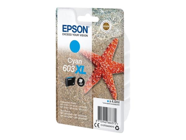 Epson Singlepack Cyan 603XL Ink, Korkea (XL) värintuotto, 4 ml, 1 kpl