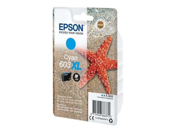 Epson Singlepack Cyan 603XL Ink, Korkea (XL) värintuotto, 4 ml, 1 kpl