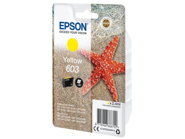 Epson 603 - 2.4 ml - gul - original - blære med RF/lyd-alarm - blekkpatron - for Expression Home XP-2150, 2155, 3150, 3155, 4150, 4155; WorkForce WF-