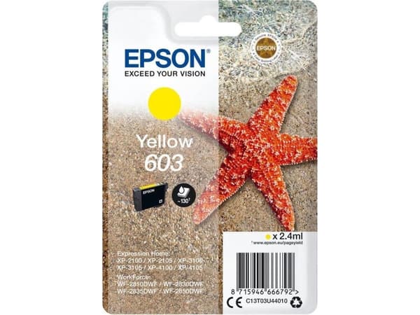 Epson 603 - 2.4 ml - gul - original - blære med RF/lyd-alarm - blekkpatron - for Expression Home XP-2150, 2155, 3150, 3155, 4150, 4155; WorkForce WF-
