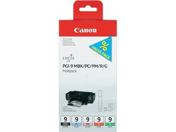 Canon LUCIA Ink Value Pack PGI-9 MBP Multipack - Cyan, magenta, rød, grønn, matt svart - original - blekkbeholder - for PIXMA Pro9500, Pro9500 Mark I