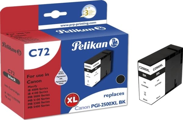 Pelikan C72 Black, Høyt (XL) utbytte, 2500 sider, 1 stykker, Enkeltpakke