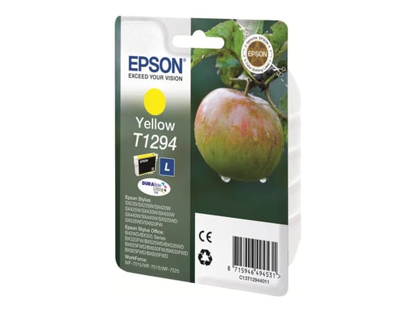 Epson Apple Yksittäispakkaus, keltainen T1294 DURABrite Ultra -muste, Väriainepohjainen muste, 7 ml, 616 sivua, 1 kpl
