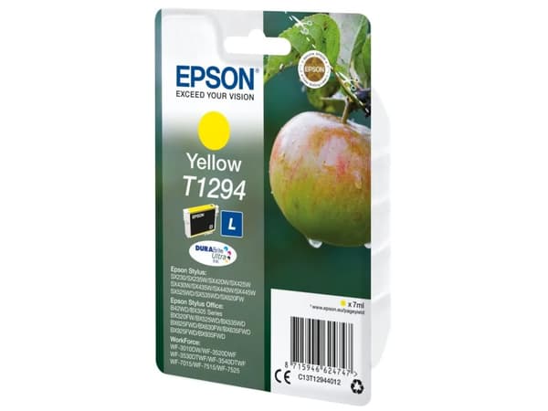 Epson T1294 - 7 ml - gul - original - blister - blekkpatron - for Stylus SX230, SX235, SX430, SX438; WorkForce WF-3010, 3520, 3530, 3540, 7015, 7515,