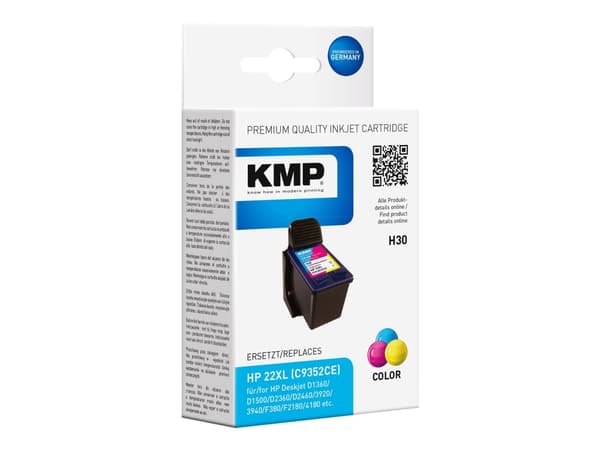 KMP H30 - 20 ml - Høy ytelse - farge (cyan, magenta, gul) - kompatibel - blekkpatron (alternativ for: HP 22XL, HP C9352CE) - for HP Deskjet 39XX, D13