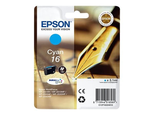Epson 16 - 3.1 ml - cyan - original - blekkpatron - for WorkForce WF-2010, 2510, 2520, 2530, 2540, 2630, 2650, 2660, 2750, 2760