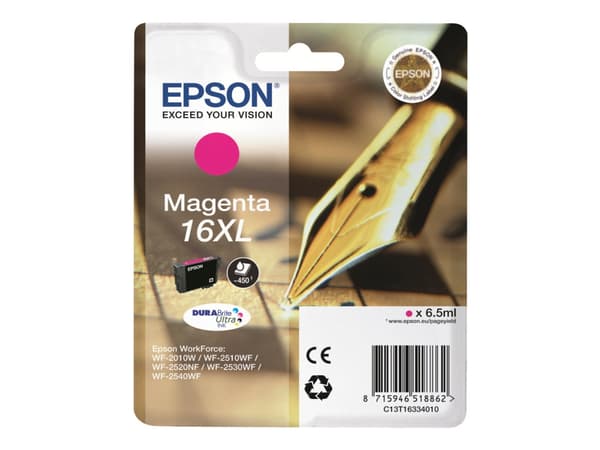 Epson 16XL - 6.5 ml - XL - magenta - original - bläckpatron - för WorkForce WF-2010, 2510, 2520, 2530, 2540, 2630, 2650, 2660, 2750, 2760