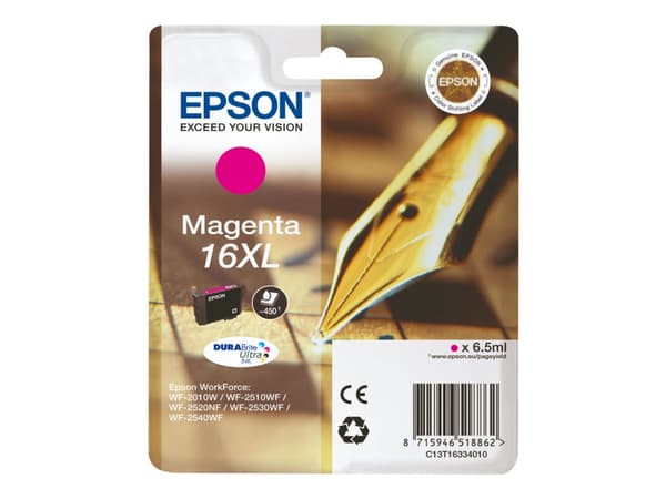 Epson 16XL - 6.5 ml - XL - magenta - original - bläckpatron - för WorkForce WF-2010, 2510, 2520, 2530, 2540, 2630, 2650, 2660, 2750, 2760