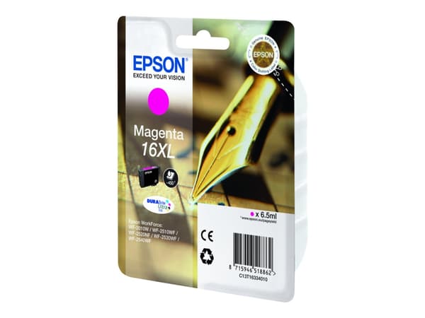 Epson 16XL - 6.5 ml - XL - magenta - original - bläckpatron - för WorkForce WF-2010, 2510, 2520, 2530, 2540, 2630, 2650, 2660, 2750, 2760