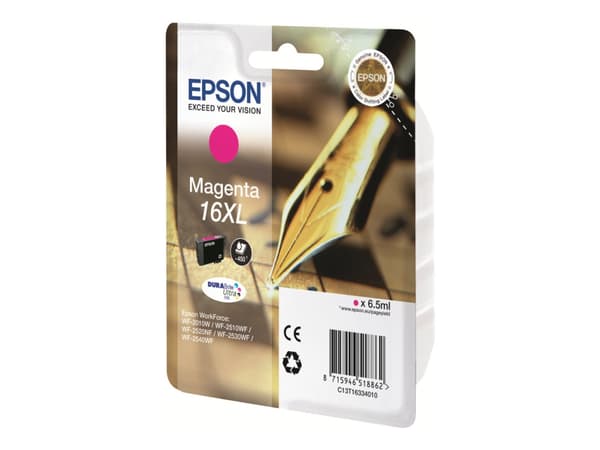 Epson 16XL - 6.5 ml - XL - magenta - original - blekkpatron - for WorkForce WF-2010, 2510, 2520, 2530, 2540, 2630, 2650, 2660, 2750, 2760