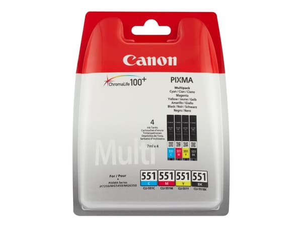 Canon CLI-551 C/M/Y/BK Multipack - 4-pack - svart, gul, cyan, magenta - original - blekkbeholder - for PIXMA iP8750, iX6850, MG5550, MG5650, MG5655,