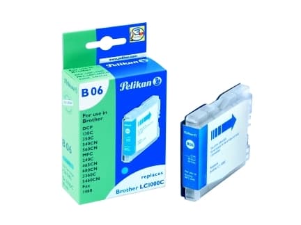 Pelikan B06 - 10 ml - cyan - kompatibel - blekkpatron (alternativ for: Brother LC1000C) - for Brother DCP-330, 350, 357, 560, 750, 770, MFC-3360, 465