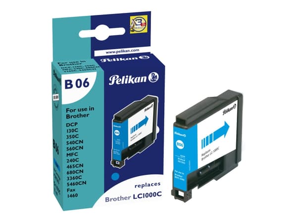 Pelikan B06 - 10 ml - cyan - kompatibel - blekkpatron (alternativ for: Brother LC1000C) - for Brother DCP-330, 350, 357, 560, 750, 770, MFC-3360, 465