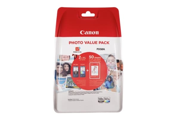 Canon PG-560XL/CL-561XL Photo Value Pack - Blank - 2-pack - Høy ytelse - svart, farge (cyan, magenta, gul) - original - 100 x 150 mm 50 ark blekkpatr