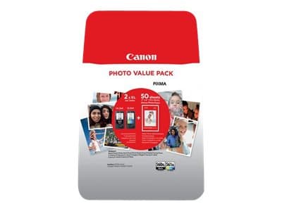 Canon PG-560XL/CL-561XL Photo Value Pack - Blank - 2-pack - Høy ytelse - svart, farge (cyan, magenta, gul) - original - 100 x 150 mm 50 ark blekkpatr