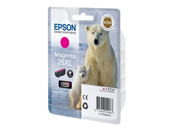 Epson 26XL - 9.7 ml - XL - magenta - original - bläckpatron - för Expression Premium XP-510, 520, 600, 605, 610, 615, 620, 625, 700, 710, 720, 800, 8