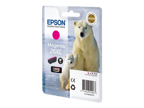 Epson 26XL - 9.7 ml - XL - magenta - original - bläckpatron - för Expression Premium XP-510, 520, 600, 605, 610, 615, 620, 625, 700, 710, 720, 800, 8