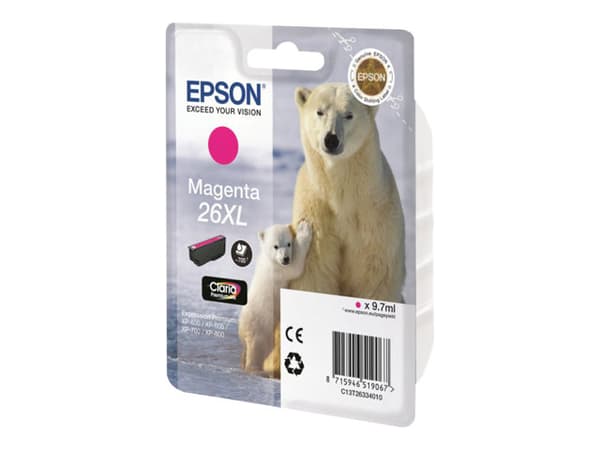Epson 26XL - 9.7 ml - XL - magenta - original - bläckpatron - för Expression Premium XP-510, 520, 600, 605, 610, 615, 620, 625, 700, 710, 720, 800, 8