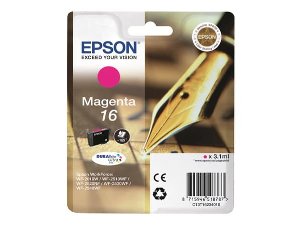 Epson 16 - 3.1 ml - magenta - original - bläckpatron - för WorkForce WF-2010, 2510, 2520, 2530, 2540, 2630, 2650, 2660, 2750, 2760