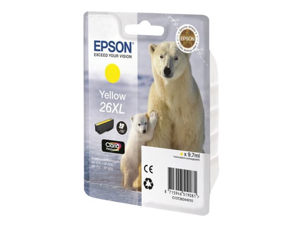 Epson 26XL - 9.7 ml - XL - gul - original - blekkpatron - for Expression Premium XP-510, 520, 600, 605, 610, 615, 620, 625, 700, 710, 720, 800, 810,