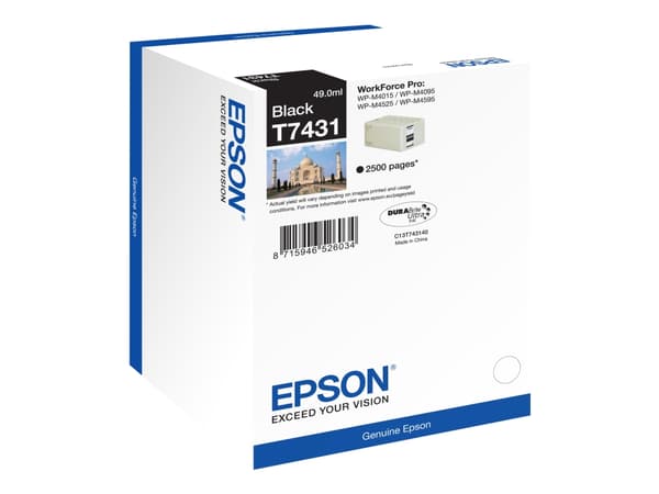 Epson T7431 - 49 ml - svart - original - blekkpatron - for WorkForce Pro WP-M4015, WP-M4095, WP-M4525, WP-M4595