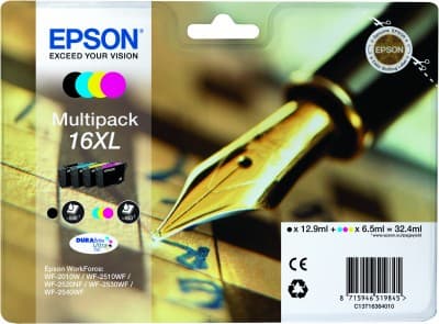 Epson 16XL Multipack - 4-pack - XL - svart, gul, cyan, magenta - original - blekkpatron - for WorkForce WF-2010, 2510, 2520, 2530, 2540, 2630, 2650,