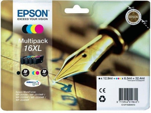 Epson 16XL Multipack - 4-pack - XL - svart, gul, cyan, magenta - original - blekkpatron - for WorkForce WF-2010, 2510, 2520, 2530, 2540, 2630, 2650,