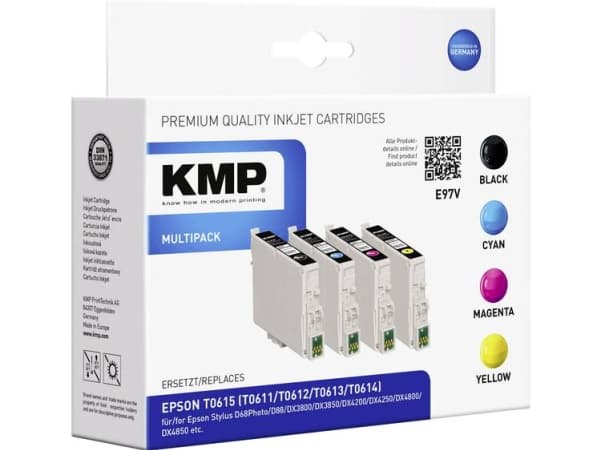 KMP Vorteilspack E97 + E98 + E99 + E100 - 4-pack - svart, gul, cyan, magenta - kompatibel - bläckpatron (alternativ för: Epson T0611, Epson T0612, Ep
