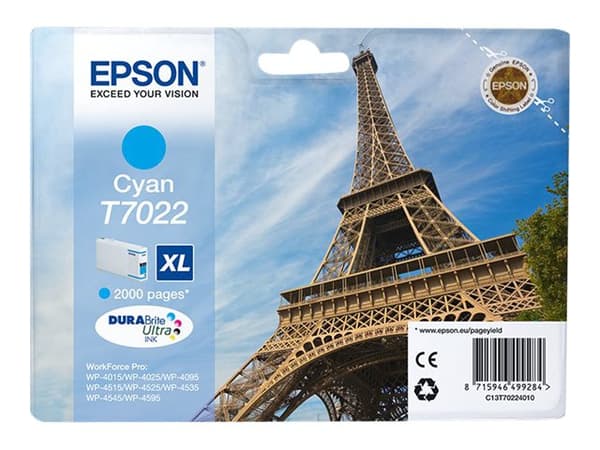 Epson Eiffel Tower WP4000-/4500-sarjojen mustepatruuna XL syaani 2k, 21,3 ml, 1 kpl