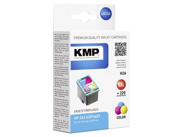 KMP H26 - 14 ml - XXL-størrelse - farge (cyan, magenta, gul) - kompatibel - blekkpatron (alternativ for: HP 343, HP C8766EE) - for HP Deskjet 460, 59