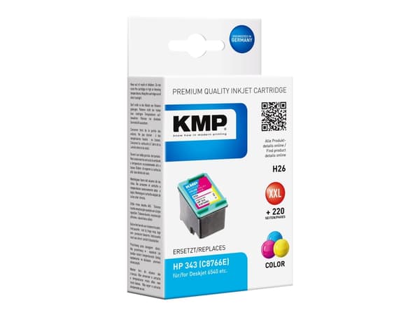 KMP H26 - 14 ml - XXL-størrelse - farge (cyan, magenta, gul) - kompatibel - blekkpatron (alternativ for: HP 343, HP C8766EE) - for HP Deskjet 460, 59