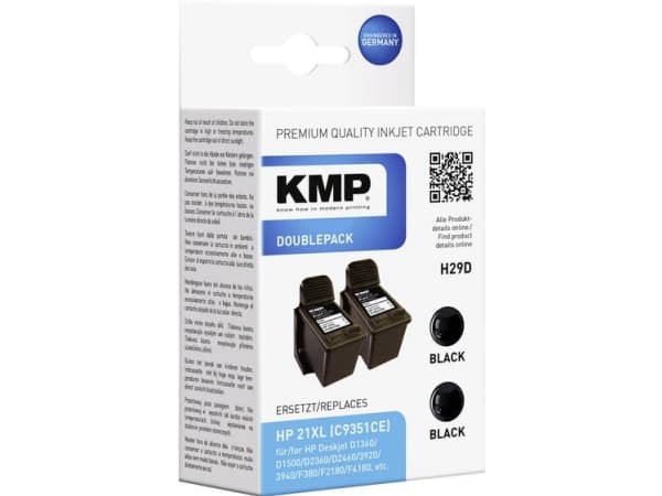 KMP H29D, Sort, Pigmentbasert blekk, 2 stykker, Multipakke