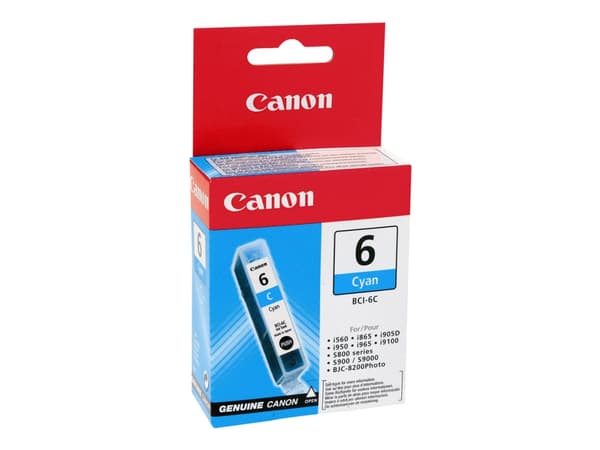 Canon BCI-6C - Cyan - original - blekkbeholder - for i96X, 990, 99XX; PIXMA IP3000, IP4000, iP5000, iP6000, iP8500, MP750, MP760, MP780; S830