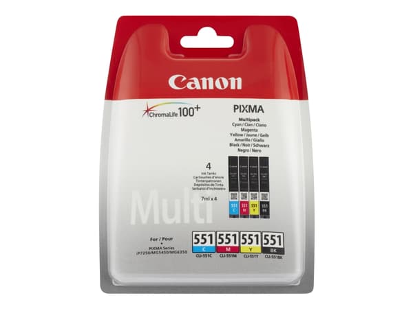 Canon CLI-551, Perusvärintuotto, 4 kpl, Monipakkaus