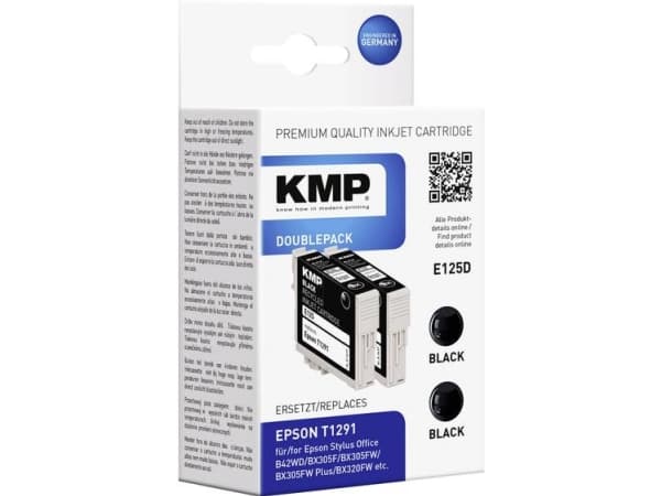 KMP E125D, Høyt (XL) utbytte, Pigmentbasert blekk, 2 stykker, Multipakke